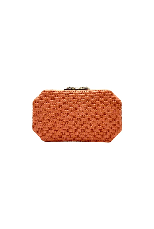 Bedazzled Raffia Clutch - Coral Classic And Modern Handbags Now More Affordable