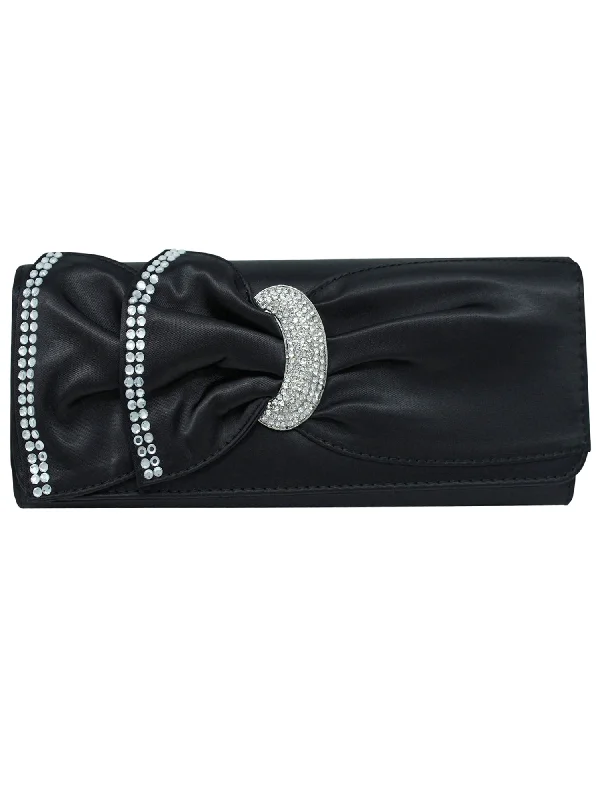 Black Satin Evening Clutch Bag With Rhinestones Premium Handbags At Budget-Friendly Prices Black Satin Evening Clutch Bag With Rhinestones Premium Handbags At Budget-Friendly Prices