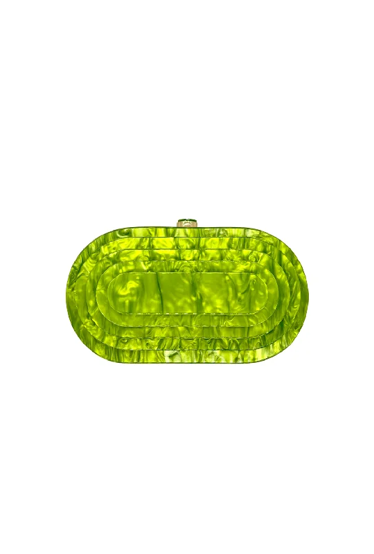 Ellipse Clutch - Chartreuse Marble Designer Bags At Exclusive Clearance Prices