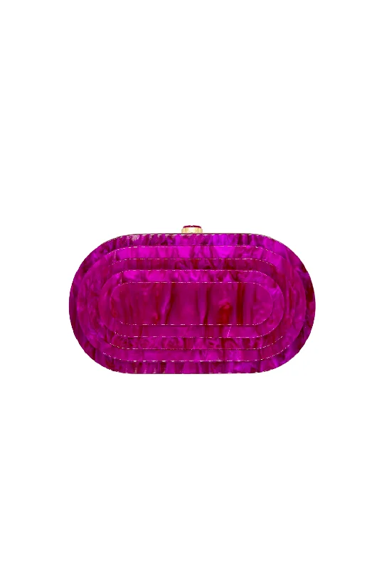 Ellipse Clutch - Fuchsia Marble Sleek And Stylish Handbags At Lower Prices