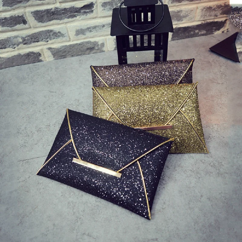 Fashion Envelope style Lady Sparkling Dazzling Sequins Clutch Bag Purse Evening Party Handbag Day Clutches High-End Bags, Low-End Prices Fashion Envelope style Lady Sparkling Dazzling Sequins Clutch Bag Purse Evening Party Handbag Day Clutches High-End Bags, Low-End Prices