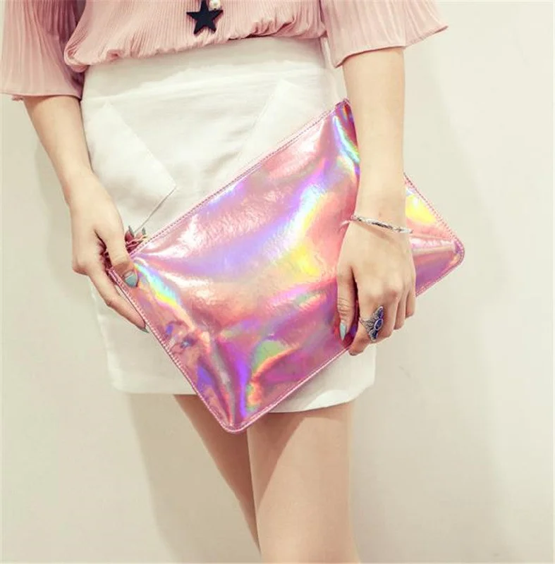 Women Handbags Fashion Women Laser Color Evening Bags Hologram Envelope Silver Pink Clutch HBF38 Trendy Purses At Unbeatable Discounts Women Handbags Fashion Women Laser Color Evening Bags Hologram Envelope Silver Pink Clutch HBF38 Trendy Purses At Unbeatable Discounts