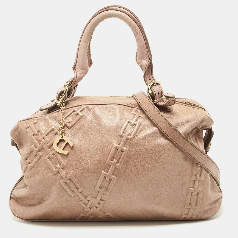 Aigner Mauve Embossed Leather Logo Charm Satchel Shoulder Bags, Best Deals Today