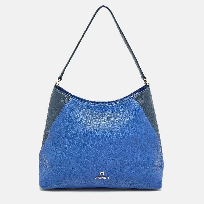 Aigner Two Tone Leather Logo Hobo