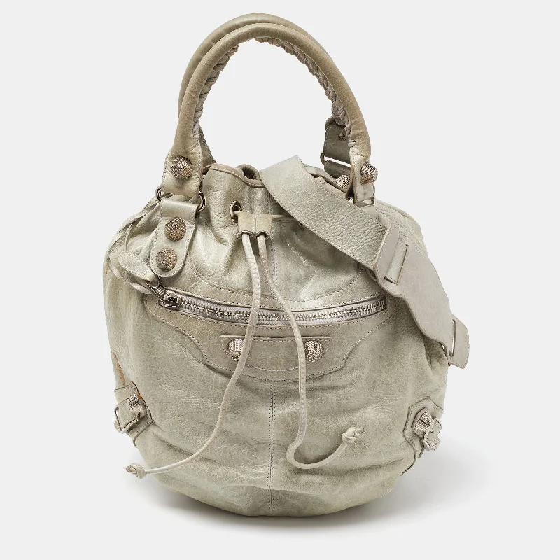 Balenciaga Argent Leather Gsh Pompon Hobo Limited-Time Handbag Sale