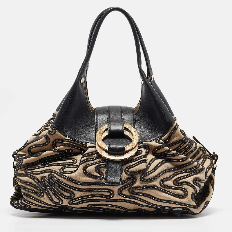Bvlgari Beige/black Leather Labyrinth Chandra Hobo Premium Handbags At Exclusive Prices Bvlgari Beige/black Leather Labyrinth Chandra Hobo Premium Handbags At Exclusive Prices