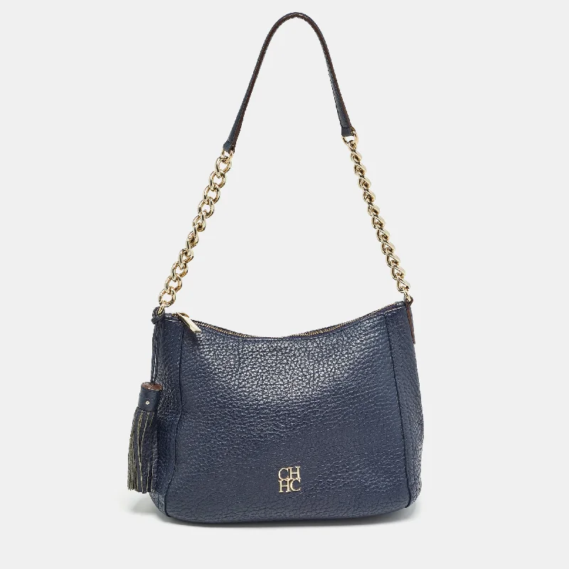 Carolina Herrera Navy Blue Leather Maria Tassel Hobo Flash Sale On Elegant Bags – Limited Stock Available Carolina Herrera Navy Blue Leather Maria Tassel Hobo Flash Sale On Elegant Bags – Limited Stock Available