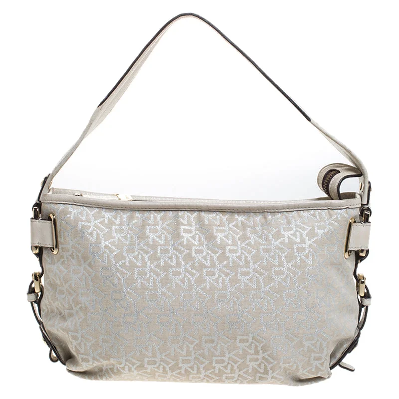 Dkny Ivory Signature Fabric And Leather Shoulder Bag Elegant Totes At Limited-Time Prices Dkny Ivory Signature Fabric And Leather Shoulder Bag Elegant Totes At Limited-Time Prices