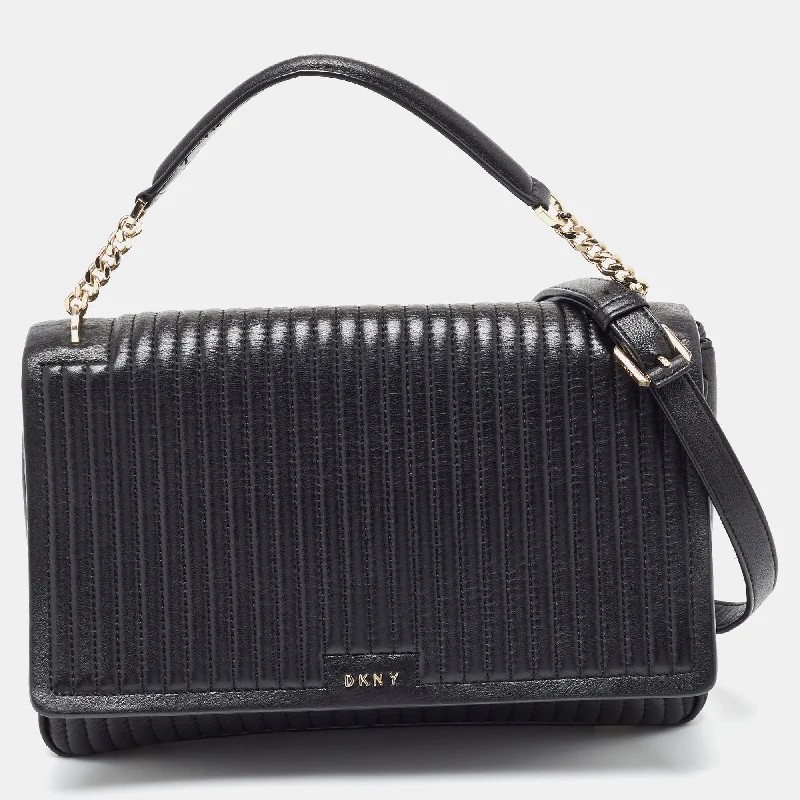 Dkny  Pinstripe Quilted Leather Gansevoort Flap Top Handle Bag