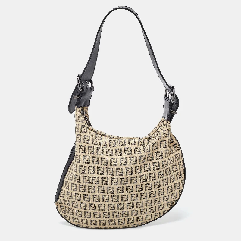 Fendi  Zucchino Canvas And Leather Oyster Hobo The Best Handbag Sale Of The Season