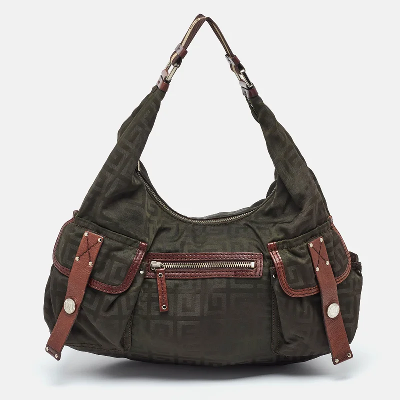Givenchy /brown Monogram Nylon And Leather Multiple Pocket Hobo Affordable Elegance, Grab Yours Now Givenchy /brown Monogram Nylon And Leather Multiple Pocket Hobo Affordable Elegance, Grab Yours Now