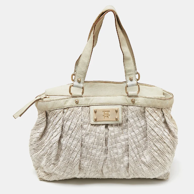 Givenchy /cream Textured Canvas And Leather Logo Hobo Best Bag Sale Of The Season