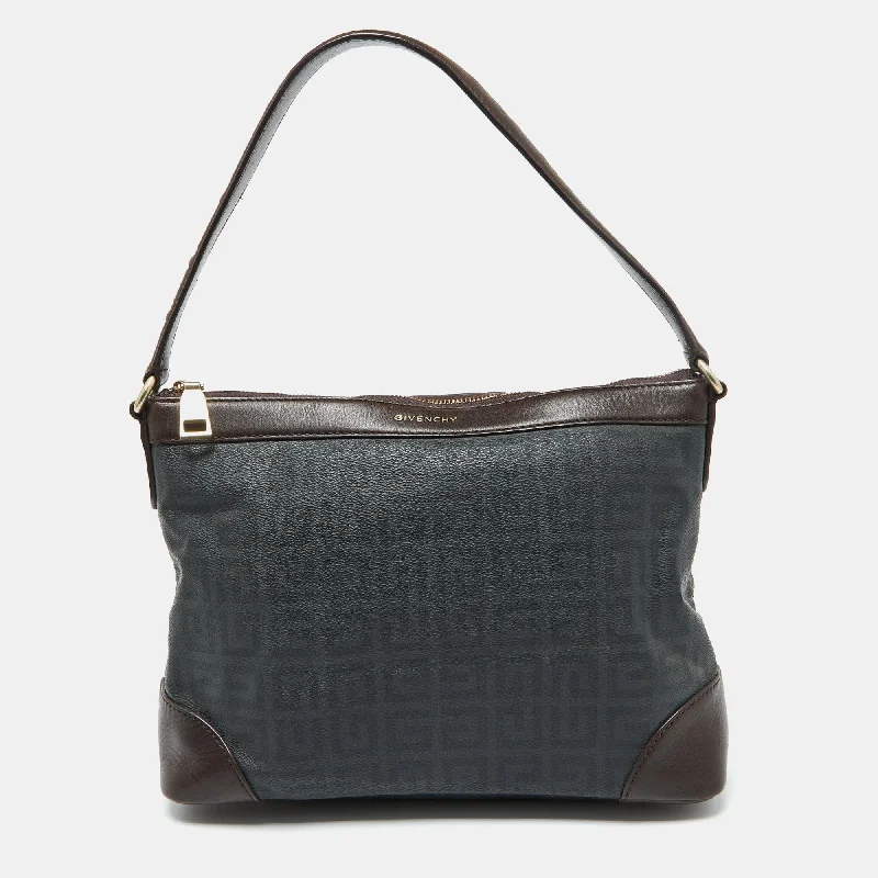 Givenchy Grey/dark Brown Monogram Coated Canvas And Leather Hobo