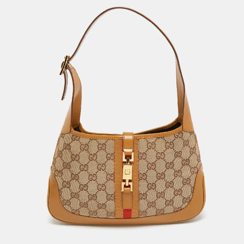 Gucci /brown Gg Canvas And Leather Small Jackie Hobo Stylish Handbags At Unbeatable Discounts Gucci /brown Gg Canvas And Leather Small Jackie Hobo Stylish Handbags At Unbeatable Discounts
