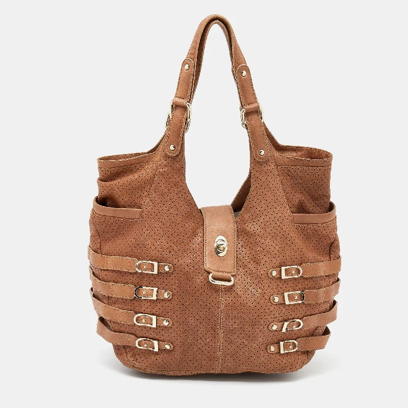 Jimmy Choo Perforated Leather Bardia Shoulder Bag Classic Totes, Exclusive Deals