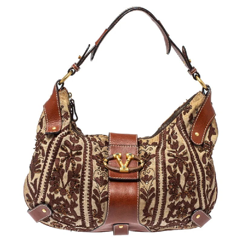 Valentino /brown Canvas And Leather Embroidered Hobo Affordable Luxury – Exclusive Savings On Premium Bags Valentino /brown Canvas And Leather Embroidered Hobo Affordable Luxury – Exclusive Savings On Premium Bags