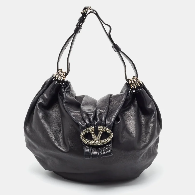 Valentino Leather Vlogo Crystals Embellished Hobo Unmissable Deals On Trendy Handbags Valentino Leather Vlogo Crystals Embellished Hobo Unmissable Deals On Trendy Handbags