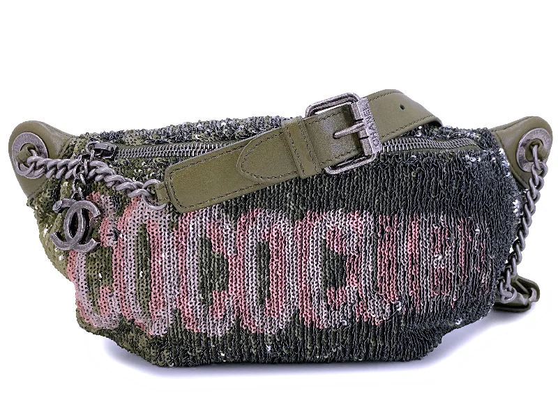 Chanel 17C Green Pink Sequin Coco Cuba Fanny Pack Belt Bum Bag L29 Upgrade Your Look With Fashionable Bags