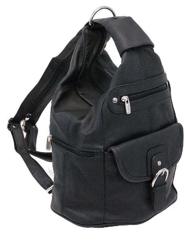 Black Cowhide Expandable Shoulder Bag Backpack #BP3610K Unmissable Deals On Everyday Handbags