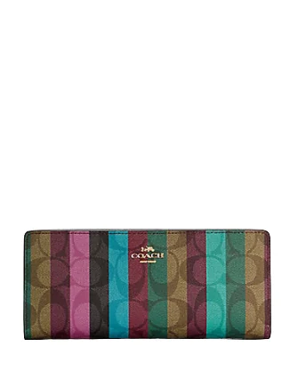 Trendy Pulse Coach Slim Wallet In Signature Canvas With Stripe Print Stylish Bags At Unbeatable Prices