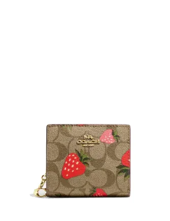 Bags For Minimalist And Functional Design Coach Snap Wallet In Signature Canvas With Wild Strawberry Print Trendy Purses At Exclusive Promotional Rates Bags For Minimalist And Functional Design Coach Snap Wallet In Signature Canvas With Wild Strawberry Print Trendy Purses At Exclusive Promotional Rates