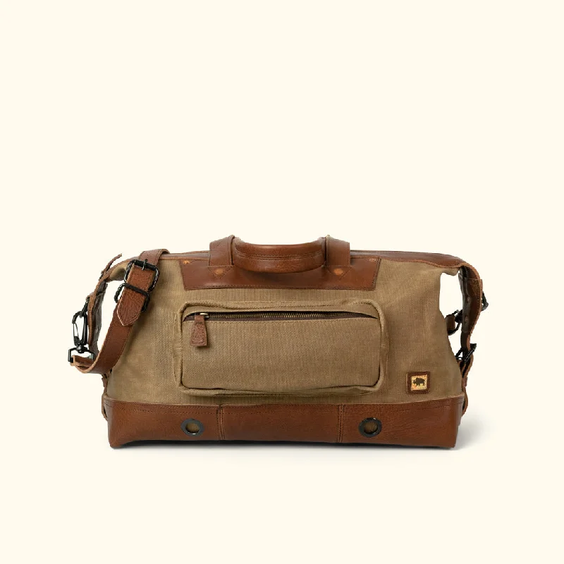 Dakota Waxed Canvas Weekend Bag | Field Khaki w/ Chestnut Brown Leather Shoulder Bags, Crossbody Bags, And More On Sale