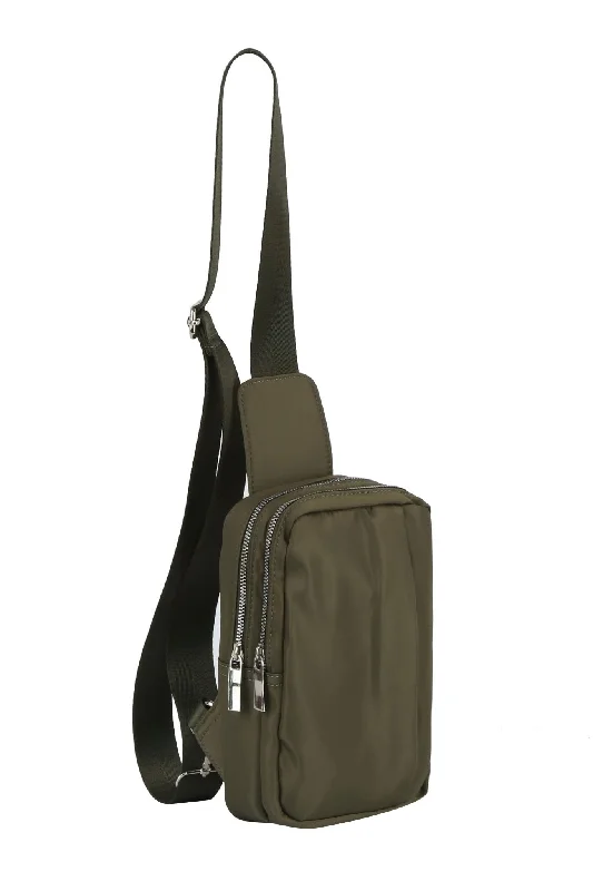 GLMA0098 Rena Double Zipper Nylon Sling Bag Premium Bags, Special Prices