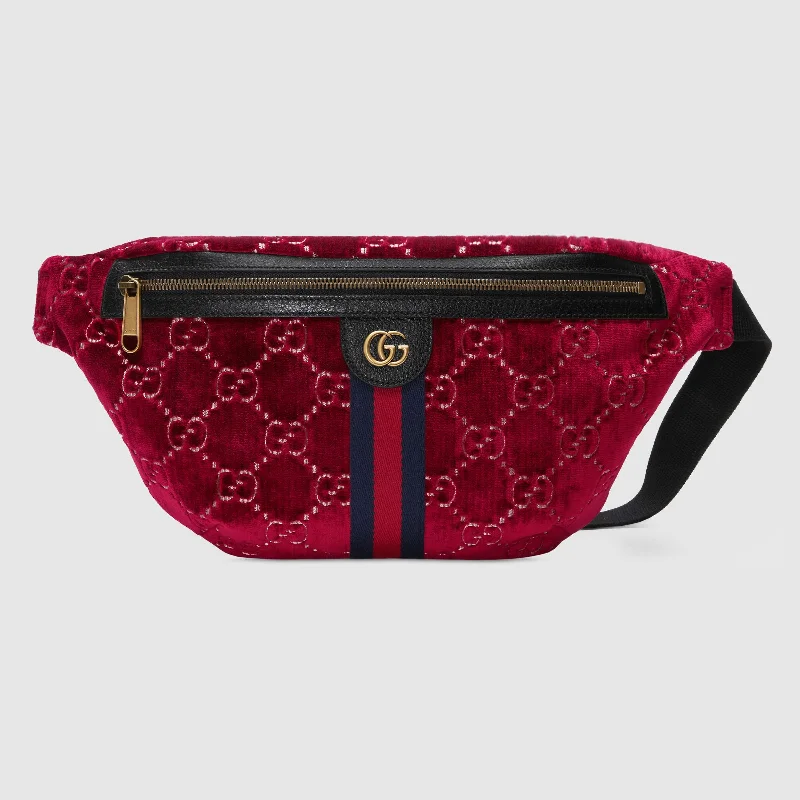 Gucci Gg Monogram Velvet Belt Bag In Cipria Sleek And Stylish Handbags At Lower Prices
