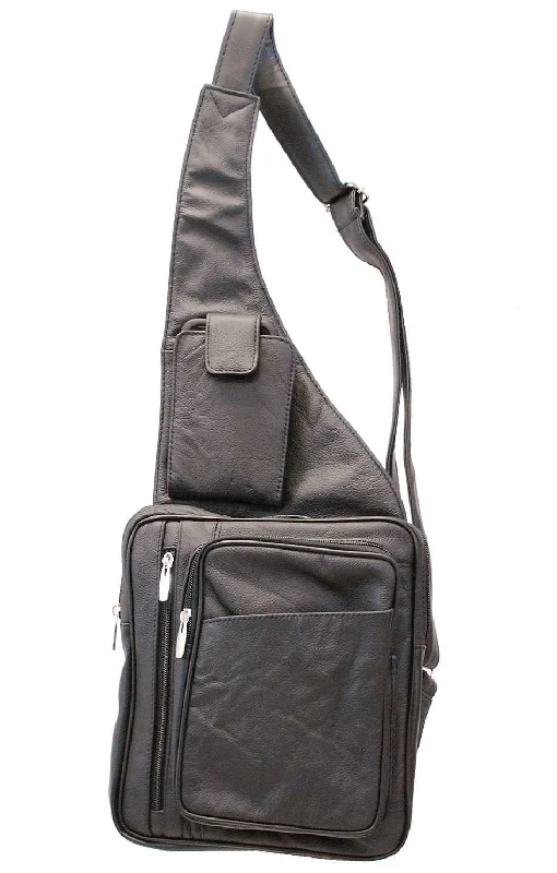 Heavy Duty Large Size Leather Sling Bag w/Cell Pocket #P0011XK Premium Handbags With A Touch Of Elegance