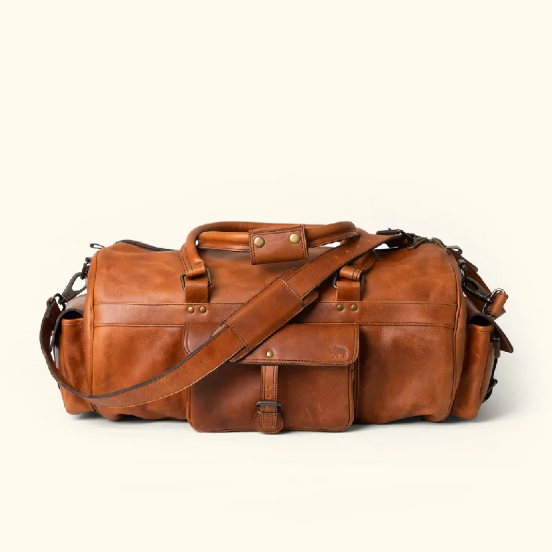 Roosevelt Buffalo Leather Duffle Bag | Amber Brown Flash Sale On Handbags