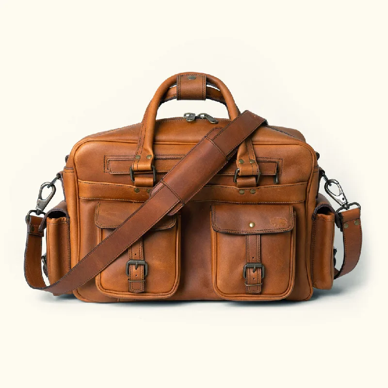 Roosevelt Buffalo Leather Pilot Bag | Amber Brown Best Bag Sale Of The Season