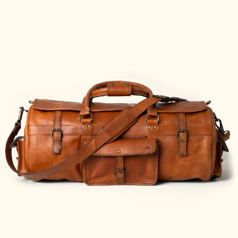 Roosevelt Buffalo Leather Travel Duffle Bag | Amber Brown Trendy Totes, Shop & Save Roosevelt Buffalo Leather Travel Duffle Bag | Amber Brown Trendy Totes, Shop & Save