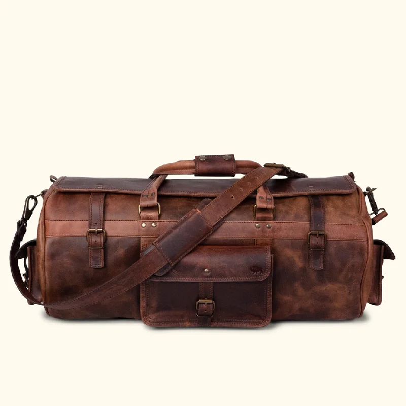 Roosevelt Buffalo Leather Travel Duffle Bag | Dark Oak High-Fashion Handbags At Reduced Costs