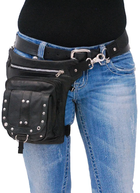 Studded Leather Thigh Bag w/Small Concealed Pocket #TB351SGRK Luxury Totes At The Lowest Prices Of The Season