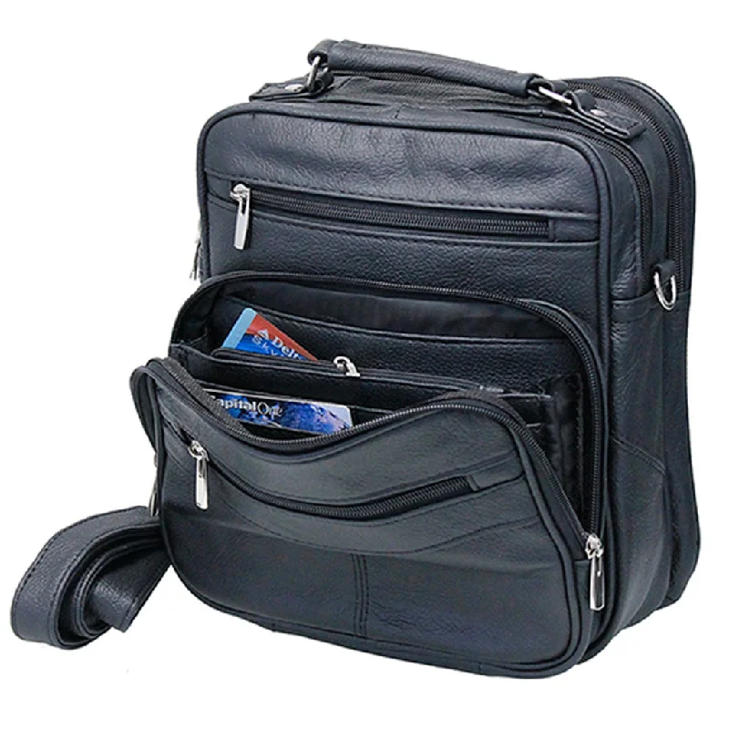 Tablet Size Crossbody Black Leather Travel Bag #P37510K Chic Bags, Shop Now