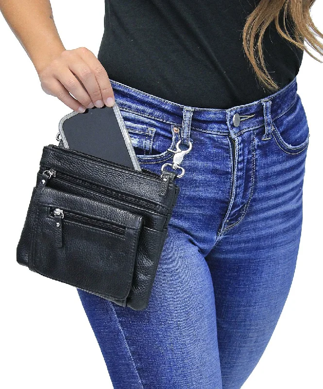 X-Large Black Leather Double Clip Pouch Hip Clip Bag #PKK30975XK Flash Sale On Elegant Bags – Limited Stock Available