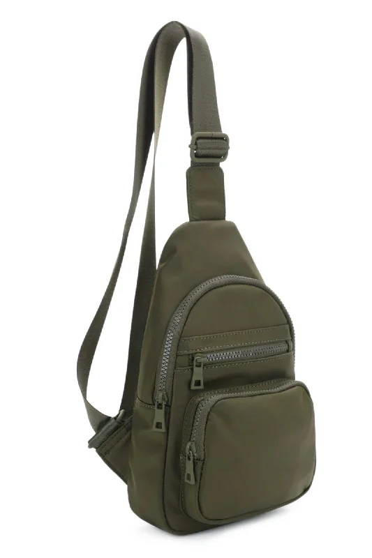 YL20534 Kristen Nylon Multi Pocket Sling Bag Stylish Totes, Special Discounts