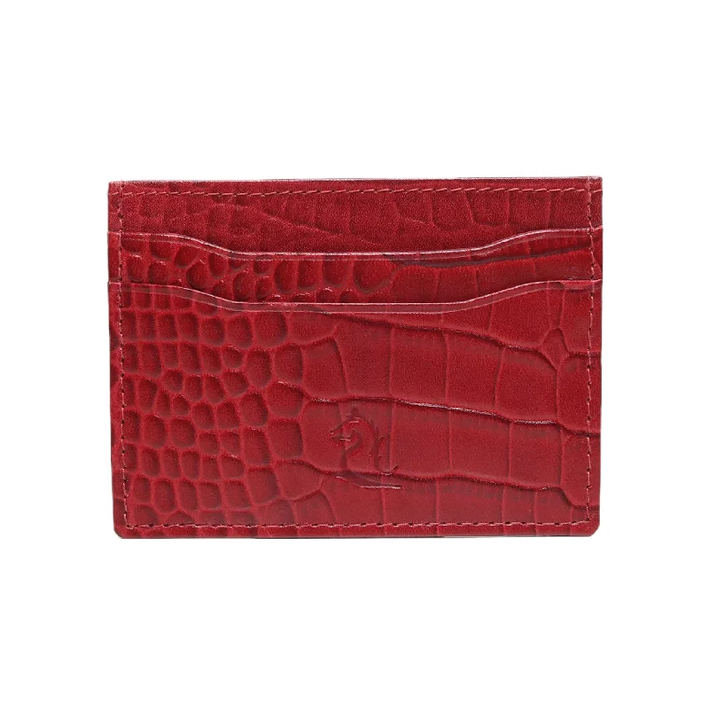 10119 Croco Red Leather Card Holder for Men and Women Exclusive Bag Deals – Perfect For Any Occasion