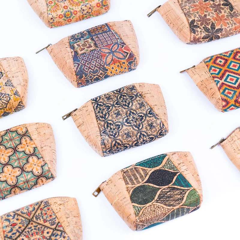 Cork coin purse cube pattern wallet BAGF-003 (10units) Timeless Bags, Flash Sale