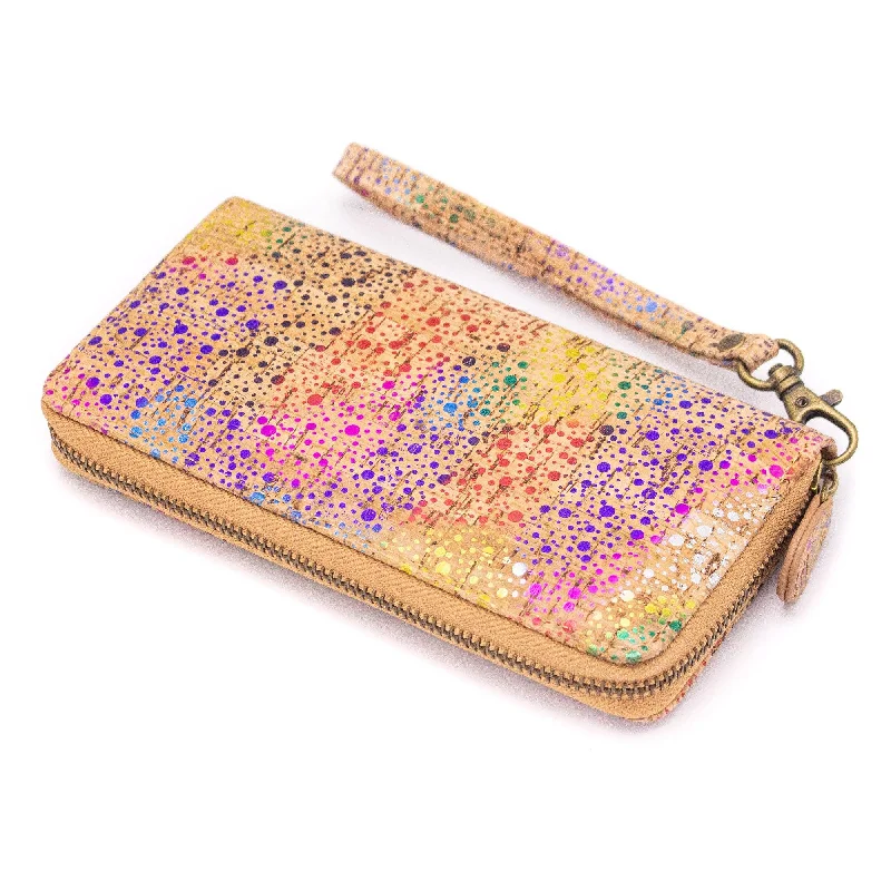 All cork Glitz Polka Vegan Zipper Wallet BAG-2060 Everyday Elegance At Lower Prices