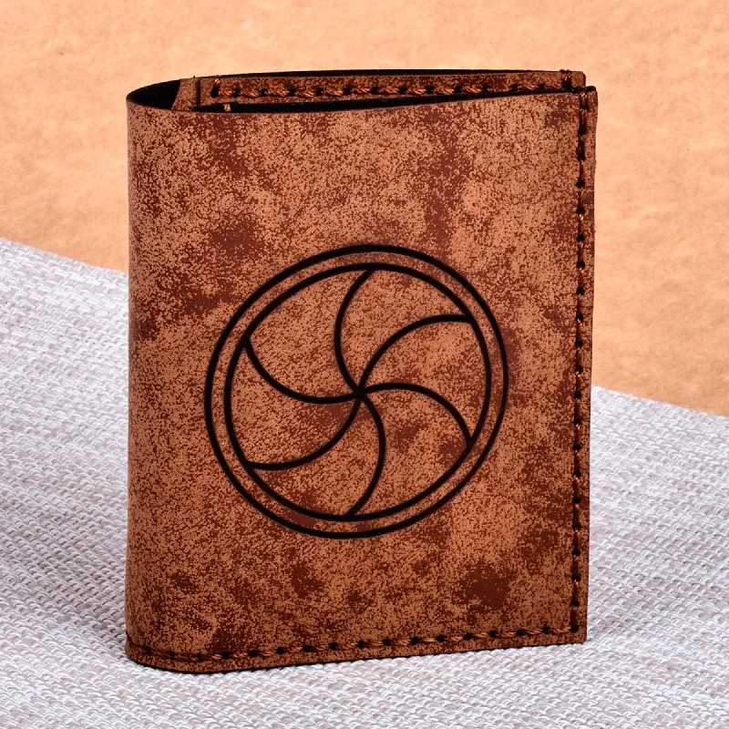 Brown 100% Suede Wallet with Traditional Round Icon - Eternal Heritage Trendy Purses, Limited Offer Brown 100% Suede Wallet with Traditional Round Icon - Eternal Heritage Trendy Purses, Limited Offer