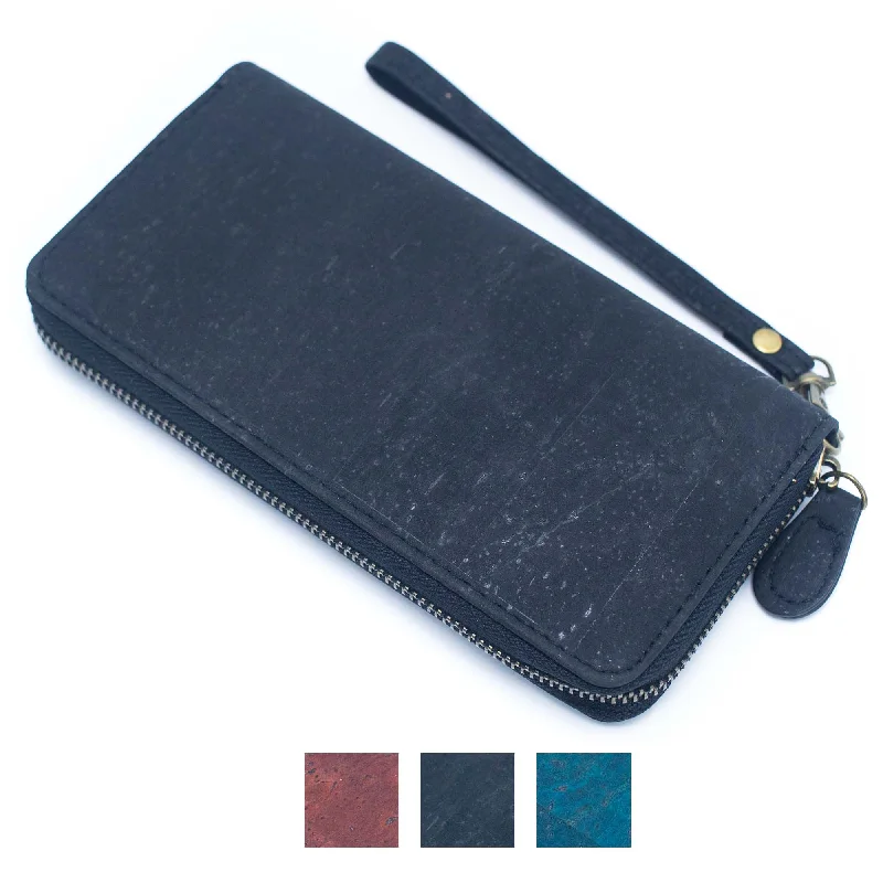 Brown Blue and black women cork card wallet with hand strap BAG-2206 Trendy Purses With Limited-Time Offers Brown Blue and black women cork card wallet with hand strap BAG-2206 Trendy Purses With Limited-Time Offers