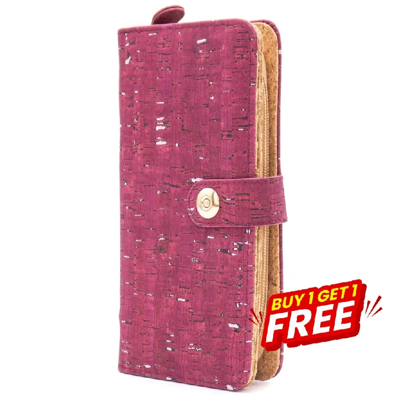 BUY 1 GET 1 FREE: Burgundy Cork Wallet with Magnetic Closure BAG-2062-B The Best Handbag Deals Are Available Now