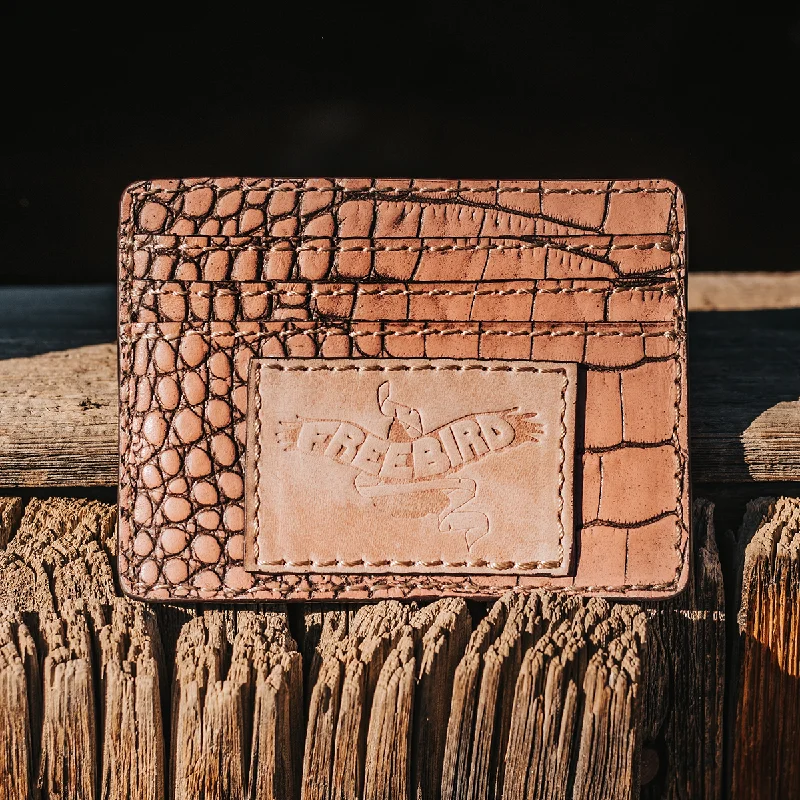 Cc wallet - Pink croco Stylish Handbags At Unbeatable Discounts