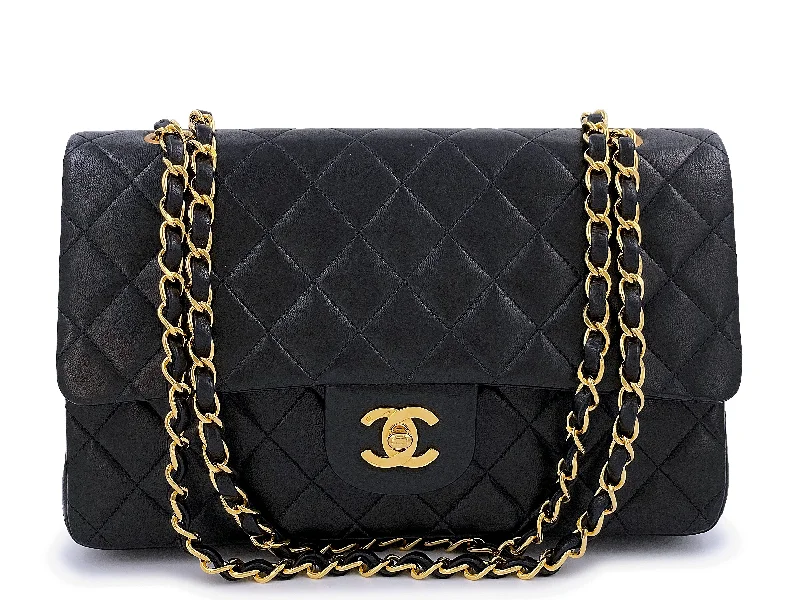 Chanel 1992 Vintage Black Medium Classic Double Flap Bag 24k GHW Lambskin