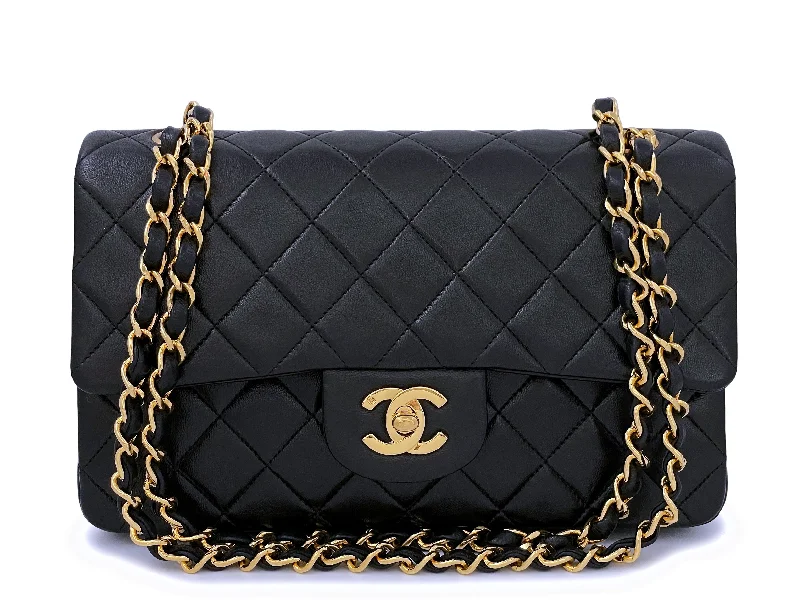 Chanel 1993 Vintage Black Small Classic Double Flap Bag 24k GHW Lambskin