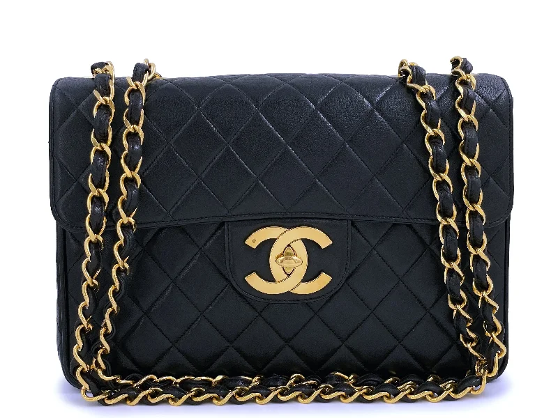 Chanel 1994 Vintage Black Jumbo Classic Flap Bag 24k GHW