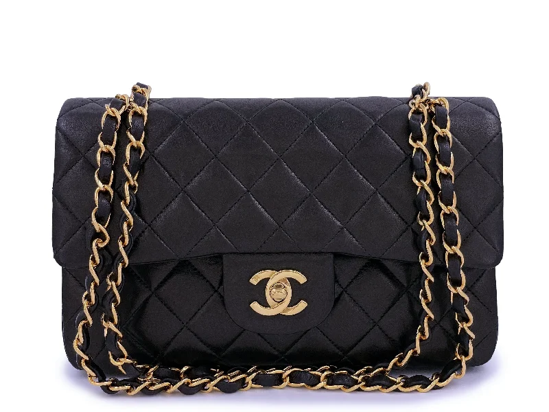 Chanel 1994 Vintage Black Small Classic Double Flap Bag 24k GHW Lambskin