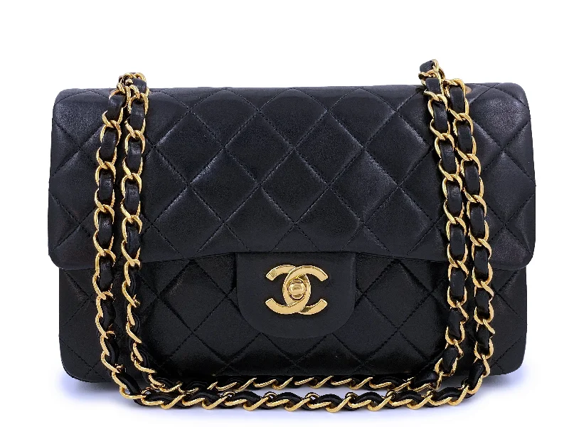 Chanel 1995 Vintage Black Small Classic Double Flap Bag 24k GHW Lambskin