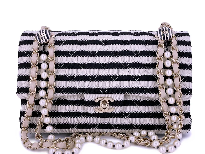Chanel Beige-Black Coco Sailor Pearls Medium Classic Flap Bag GHW Everyday Elegance At Special Prices Chanel Beige-Black Coco Sailor Pearls Medium Classic Flap Bag GHW Everyday Elegance At Special Prices